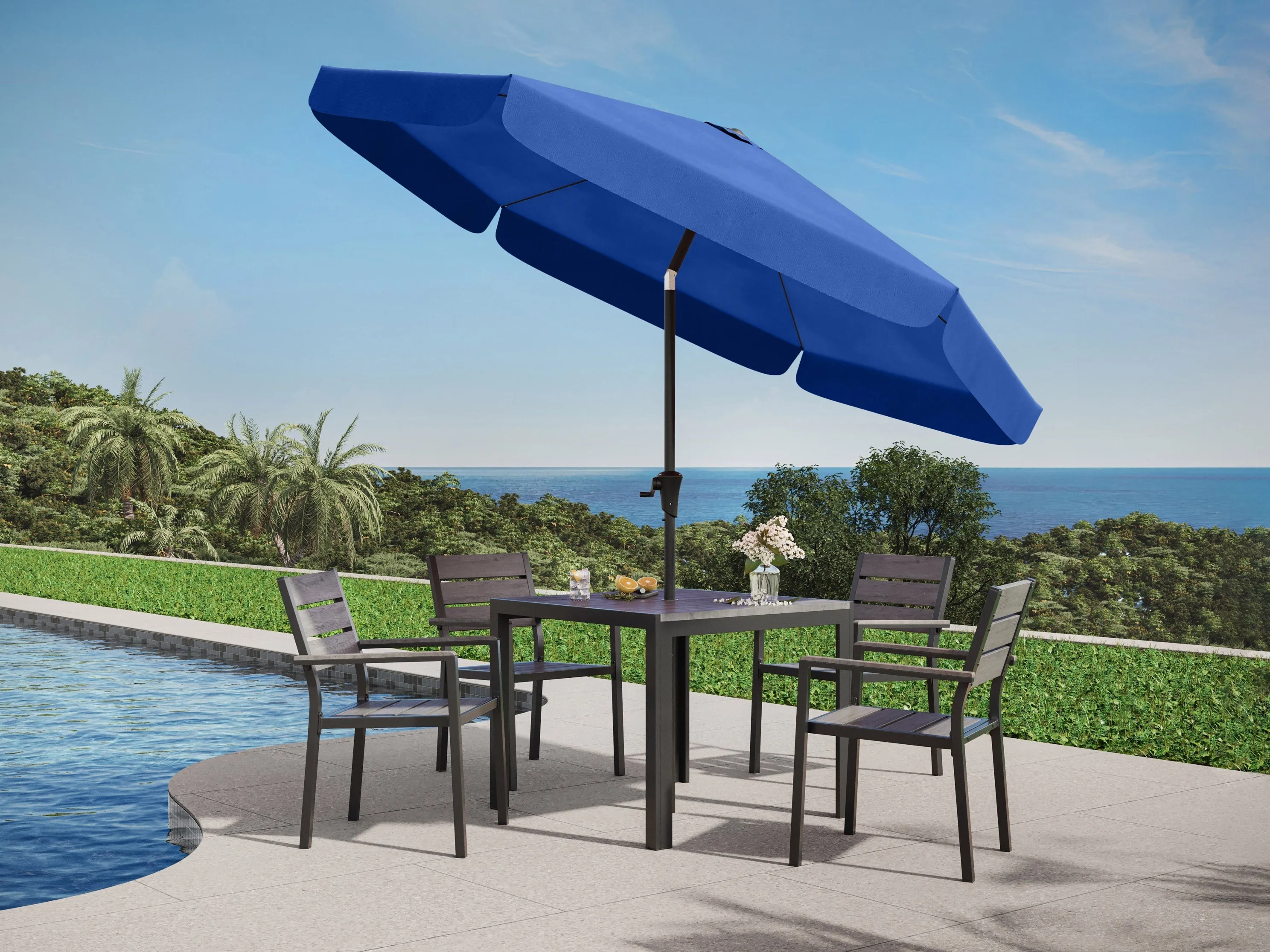 10ft Round Cobalt Blue Patio Umbrella