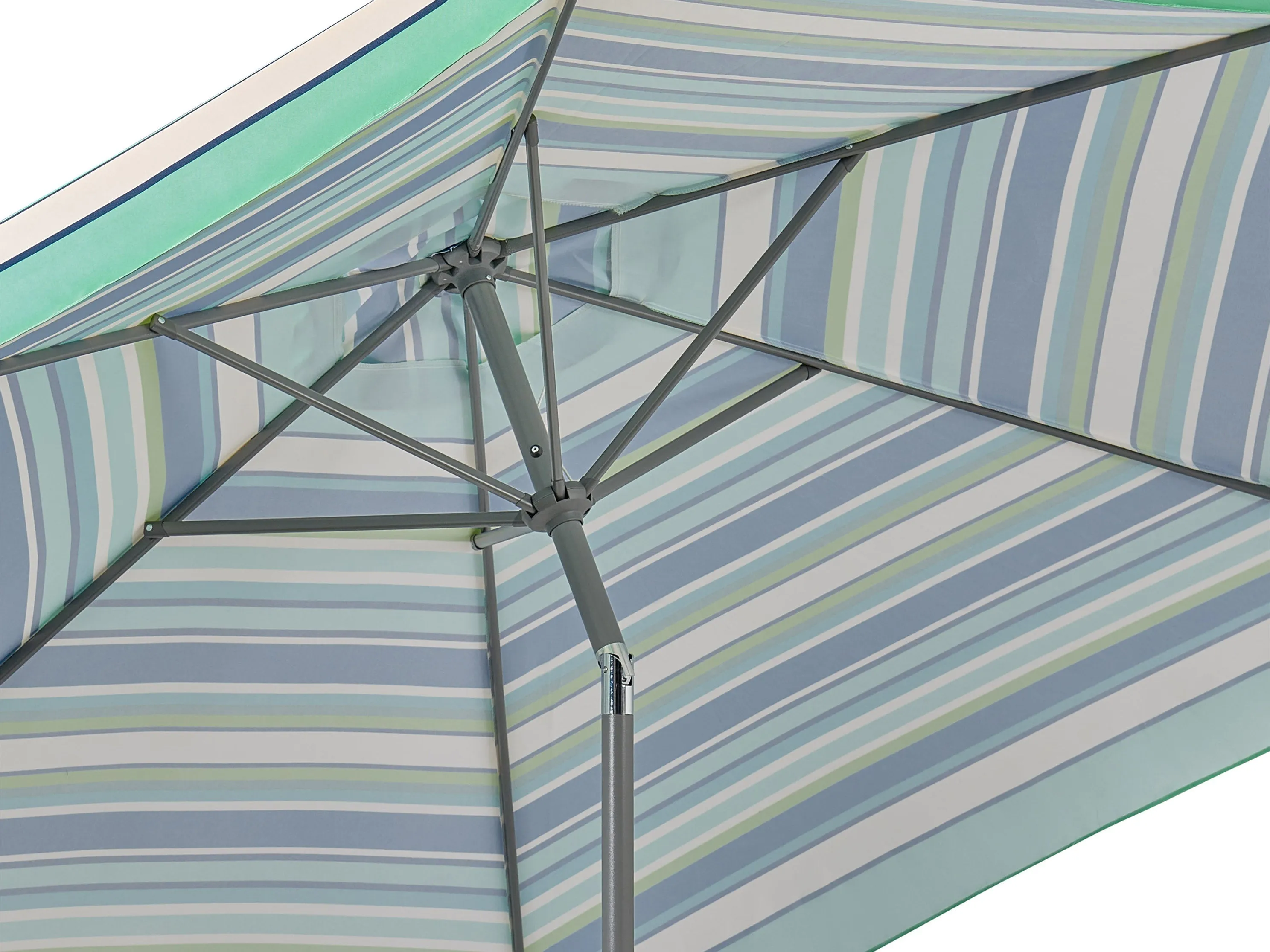 10ft Round Green and White Patio Umbrella