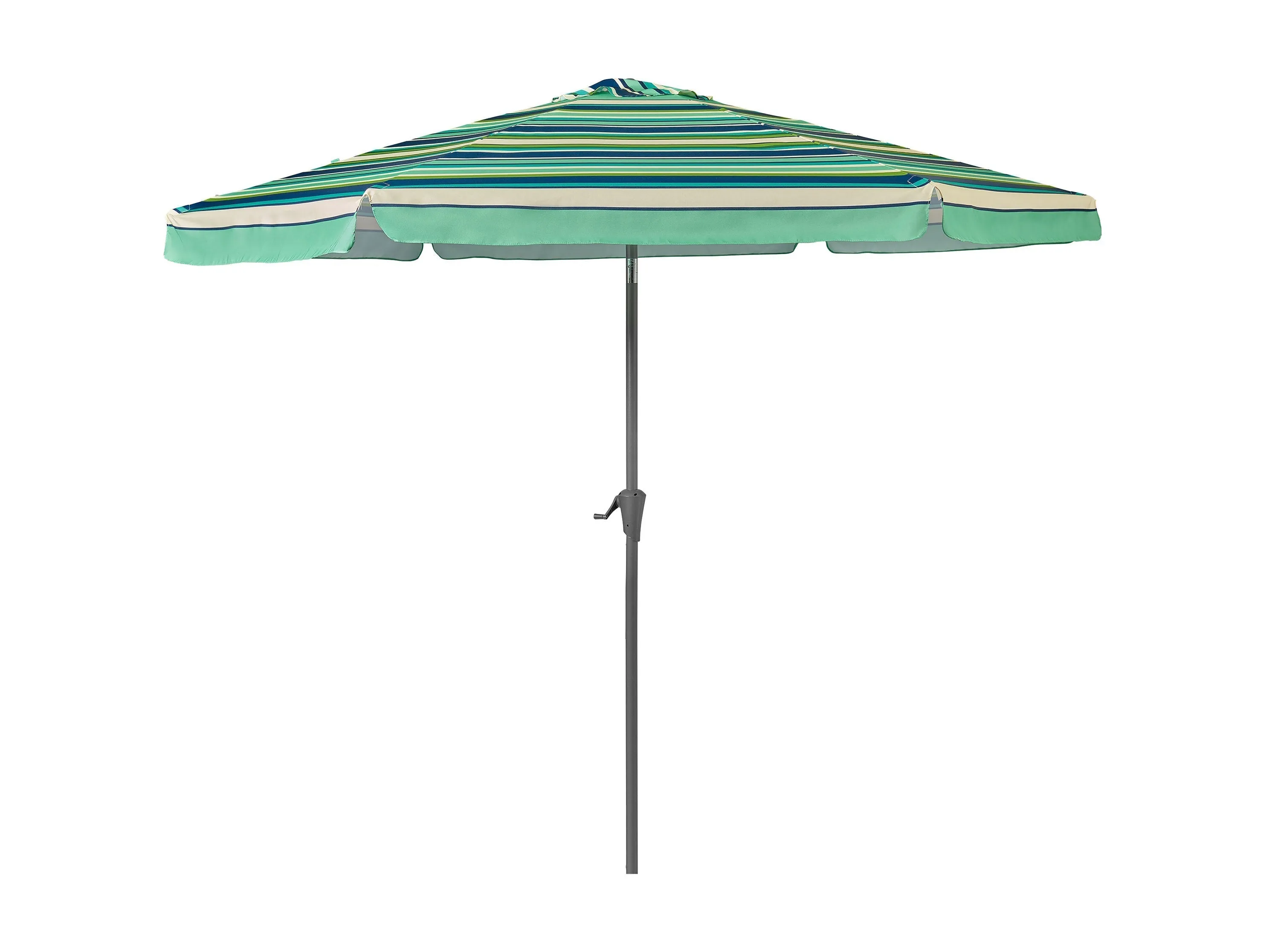 10ft Round Green and White Patio Umbrella