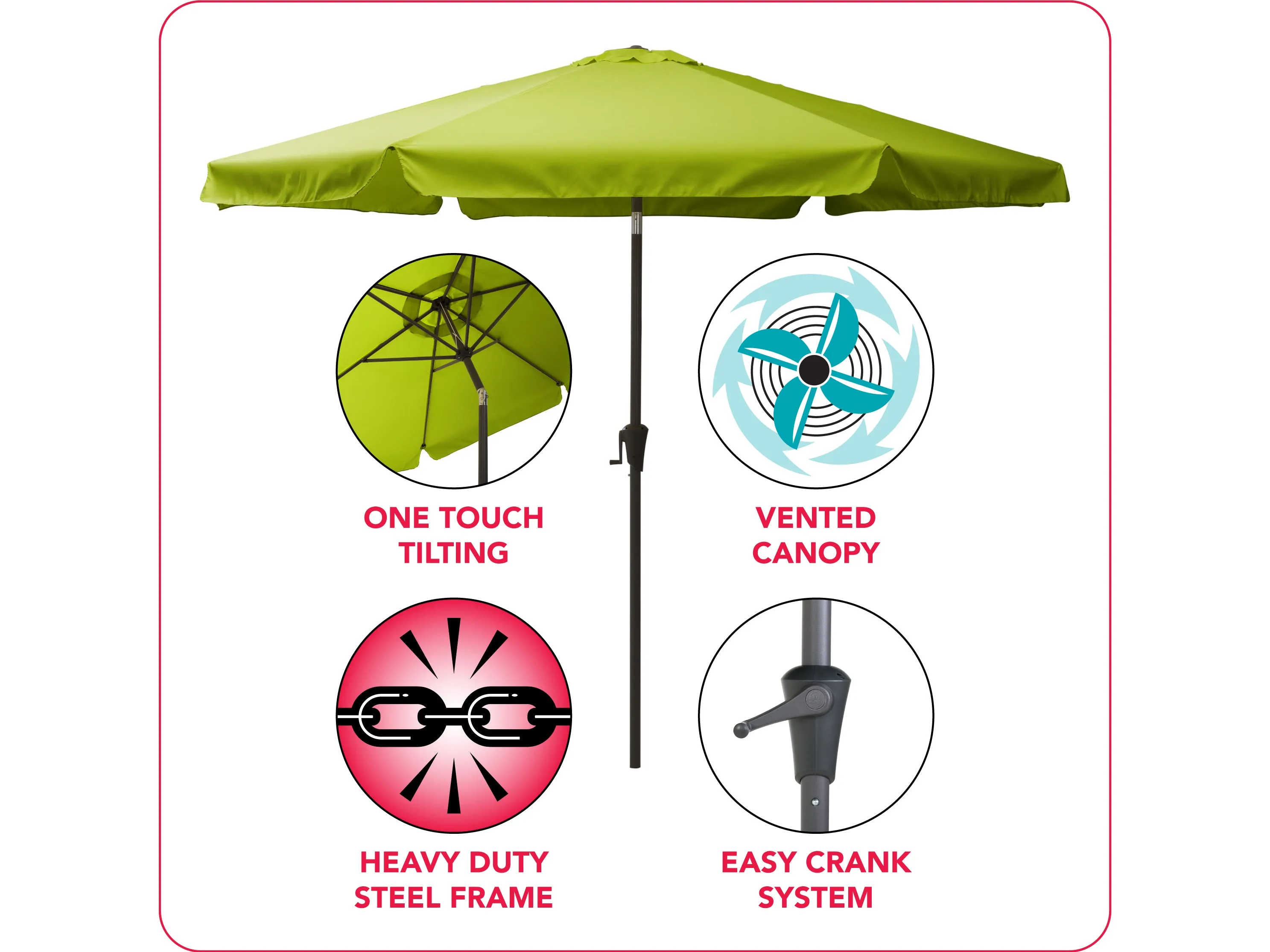 10ft Round Lime Green Patio Umbrella