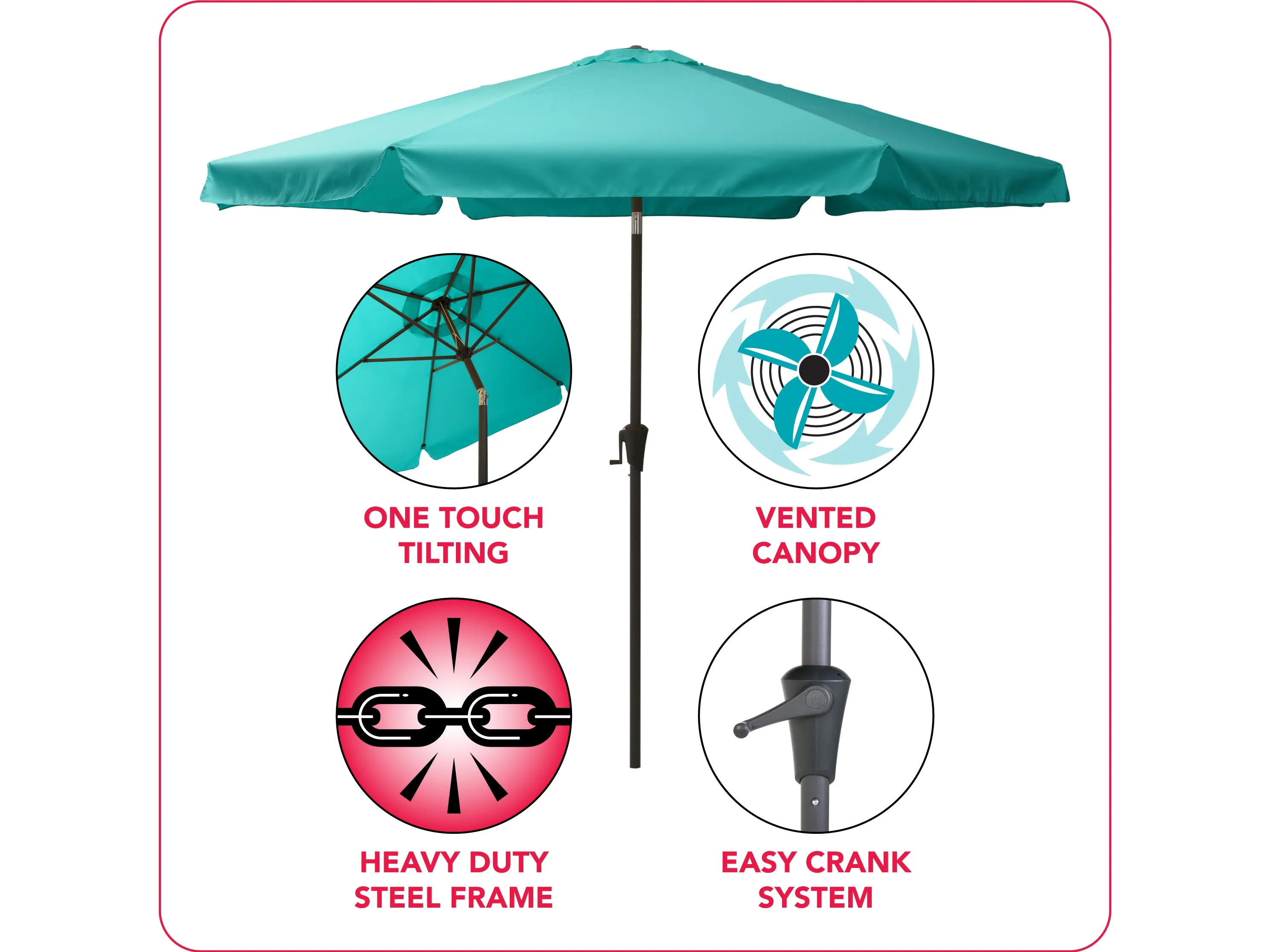 10ft Round Turquoise Patio Umbrella