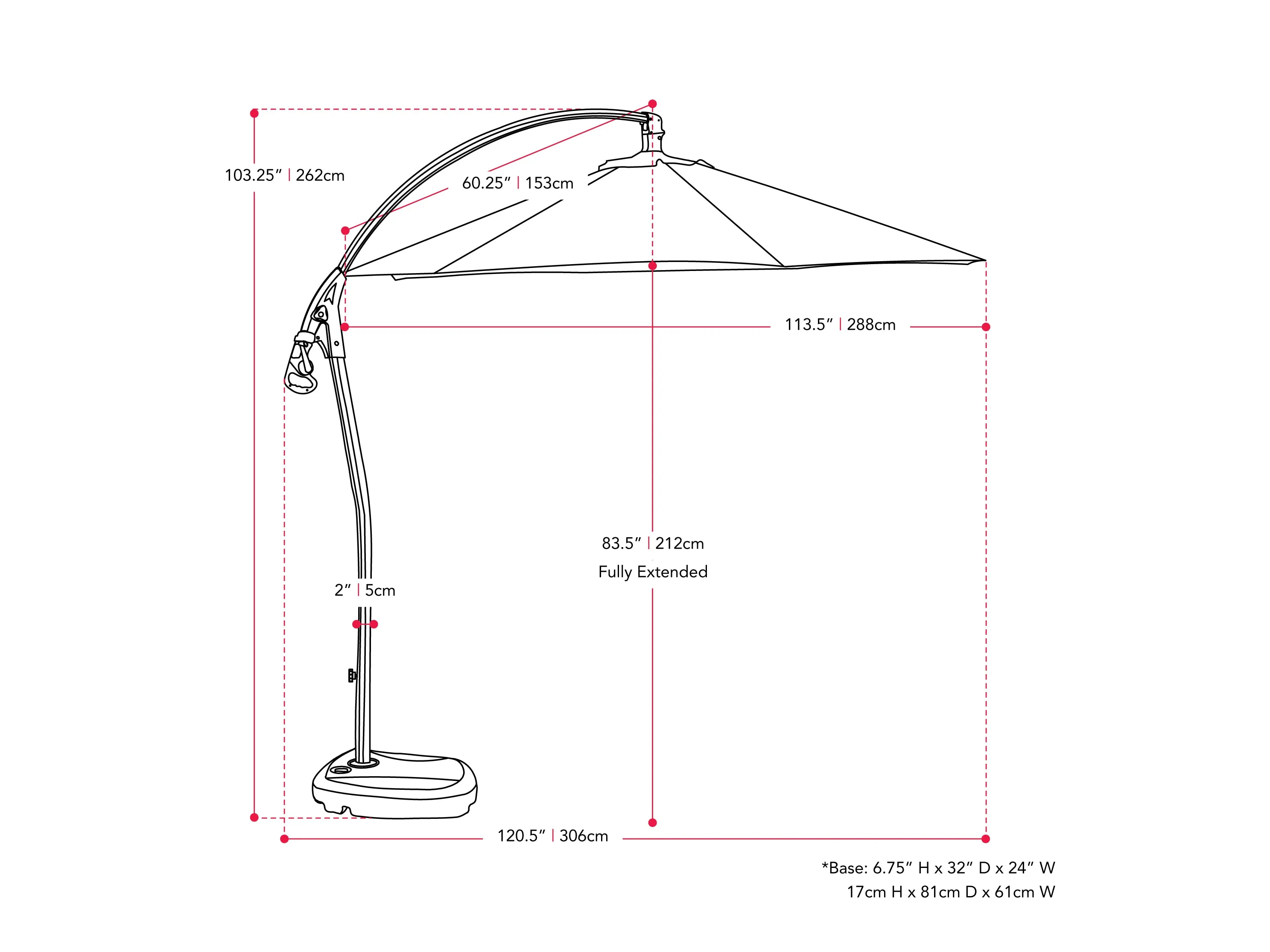 10ft Sand Cantilever Umbrella with Base