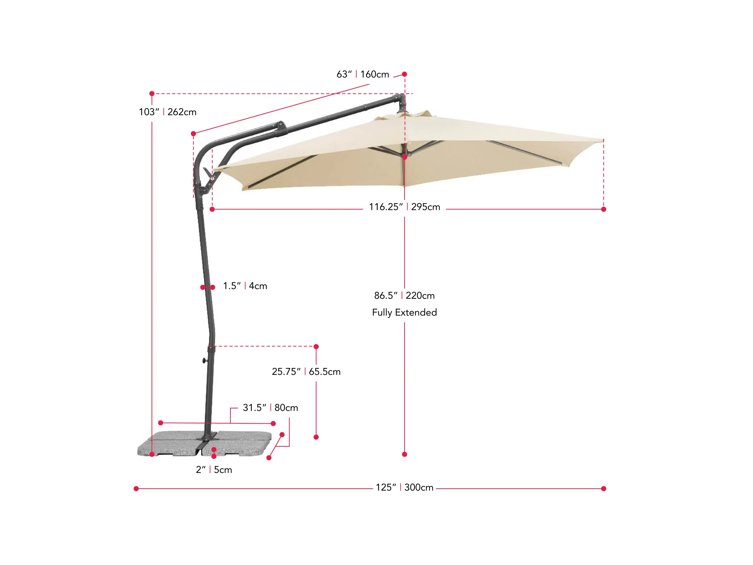 10ft Taupe Cantilever Umbrella