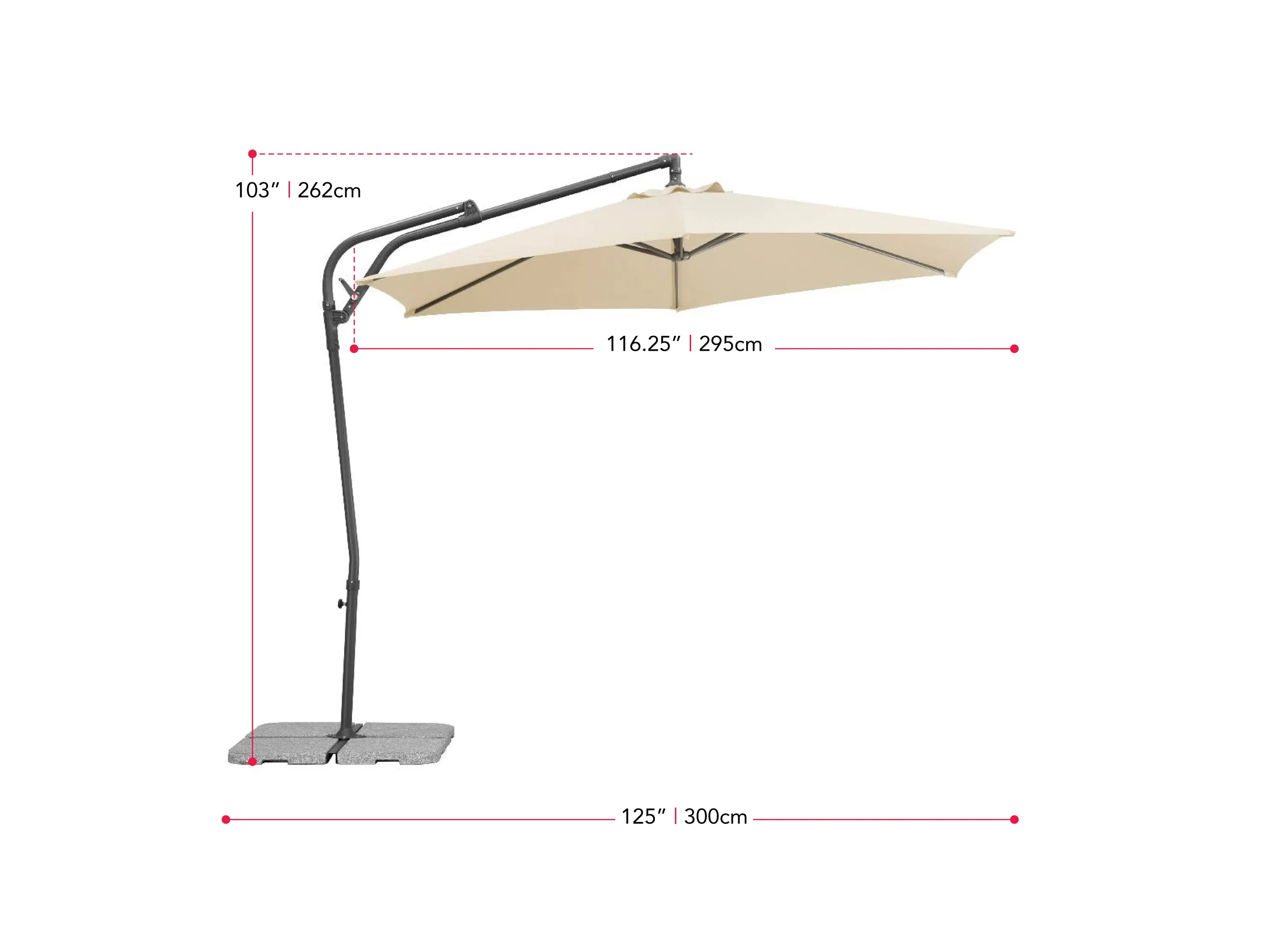 10ft Warm White Cantilever Umbrella