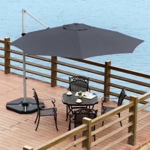 11 Feet Patio Offset Cantilever Umbrella 360° Rotation Aluminum Tilt-Gray