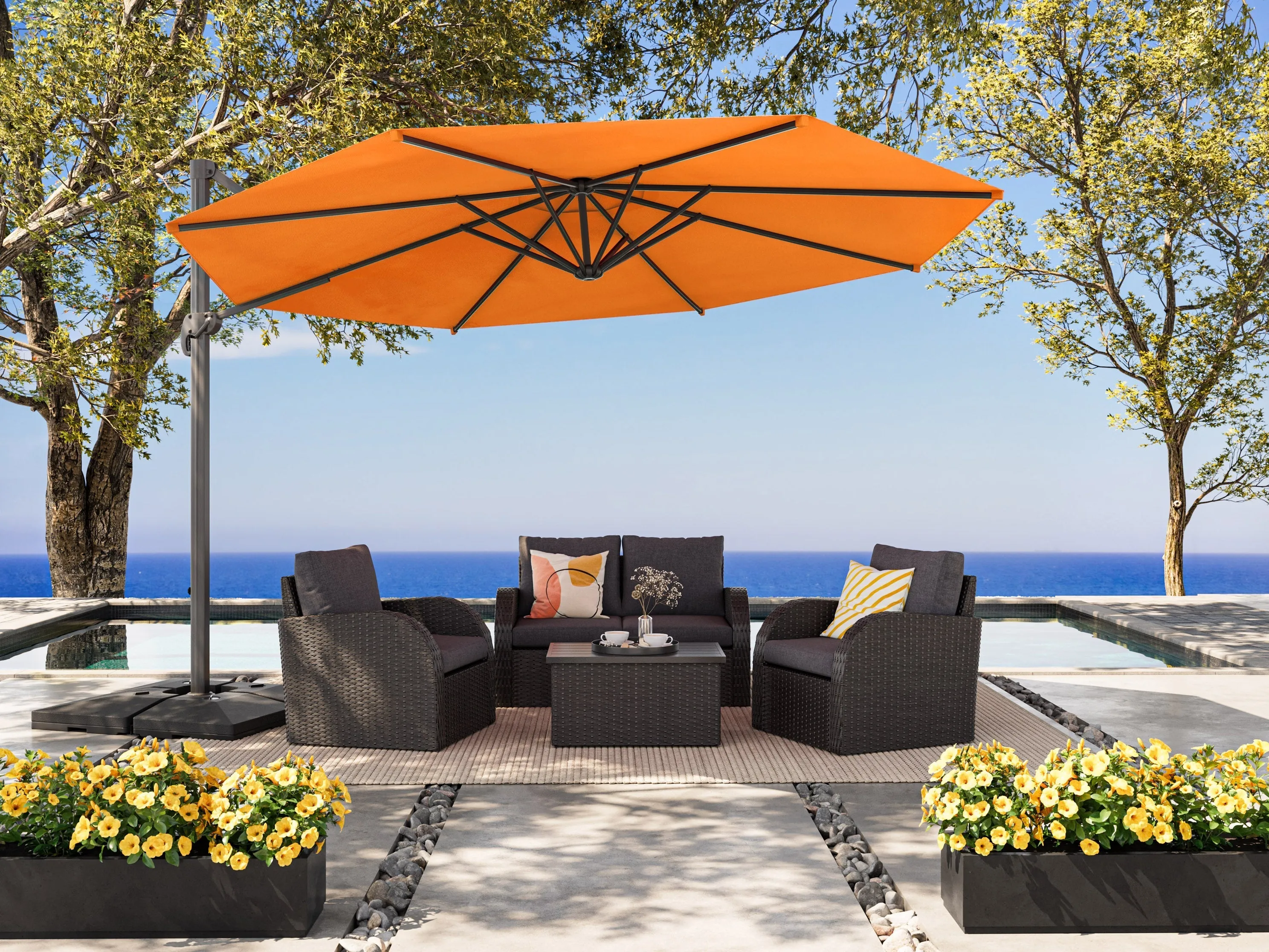 11.5ft Deluxe Offset Patio Umbrella - Orange