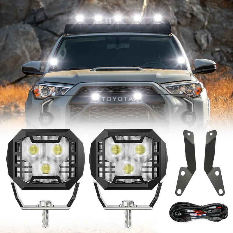 3 Inch LED Work Lights with Bracket for 2010-Later Toyota 4Runner | Horizon Series