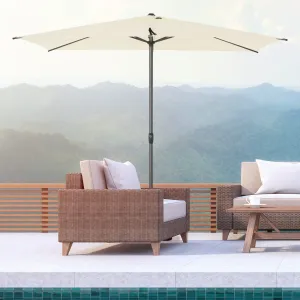 3 x 2M Sun Parasols Umbrellas Garden Patio Tilt Sun Shade Outdoor Canopy Crank Aluminium, Beige