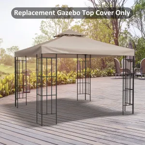 3 x 3(m) Canopy Top Cover for Double Tier Gazebo, Gazebo Replacement Pavilion Roof, Deep Beige (TOP ONLY)