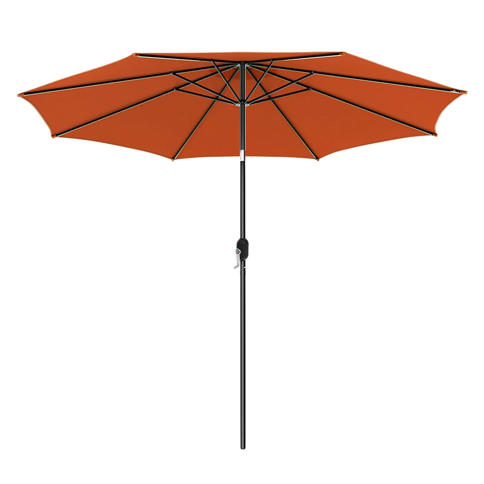 300cm Patio Umbrella with Push Button Tilt Crank Handle and 8 Sturdy Ribs-Orange