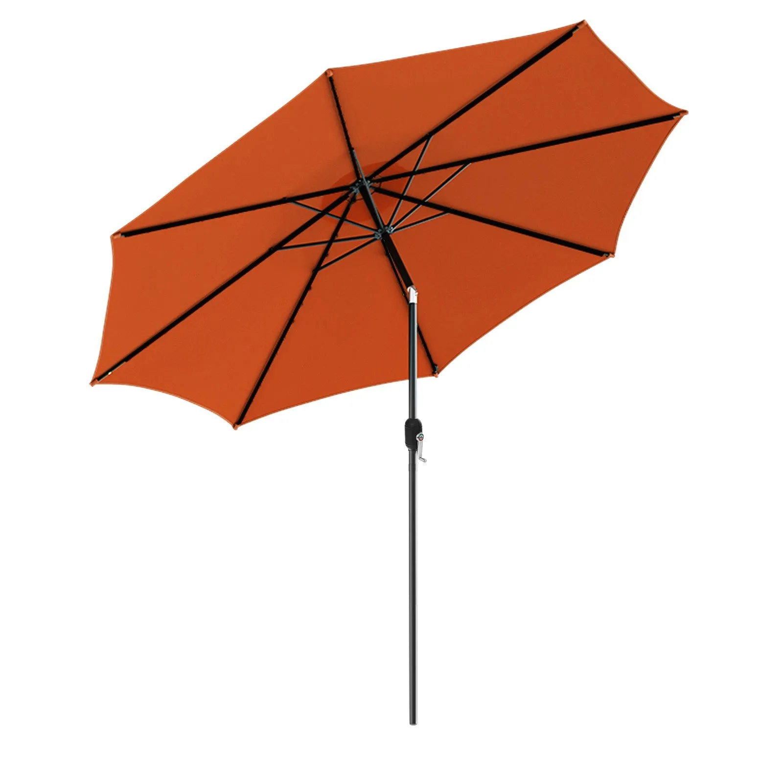 300cm Patio Umbrella with Push Button Tilt Crank Handle and 8 Sturdy Ribs-Orange