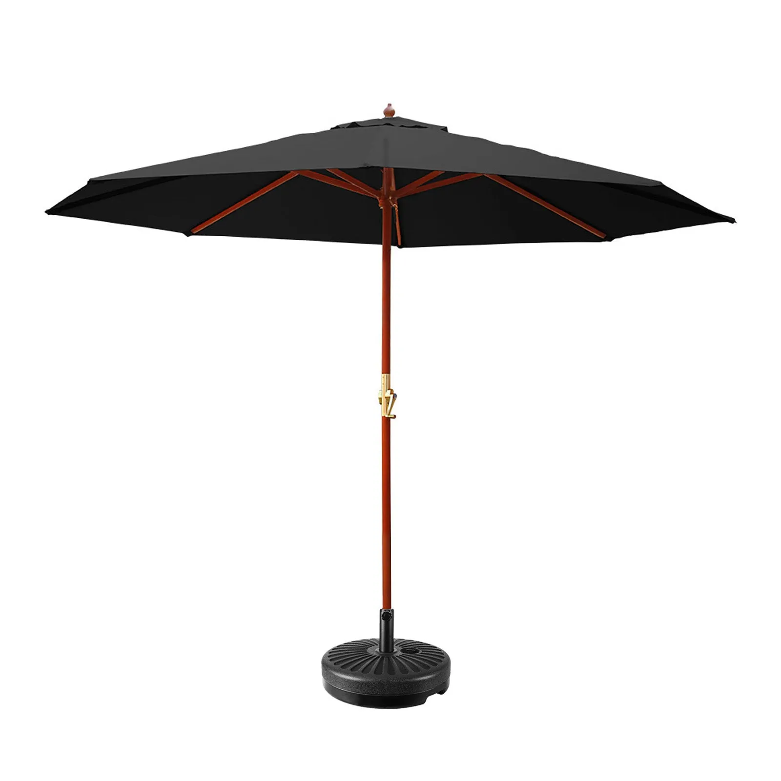 3m Outdoor Umbrella UV50  Wooden Stand Black - Instahut