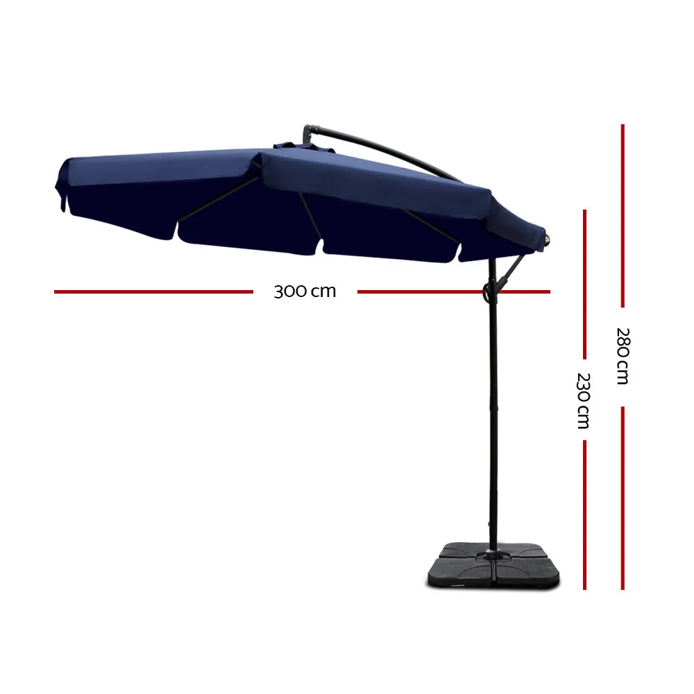 3m UV50  Waterproof Cantilever Umbrella w/Base - Instahut