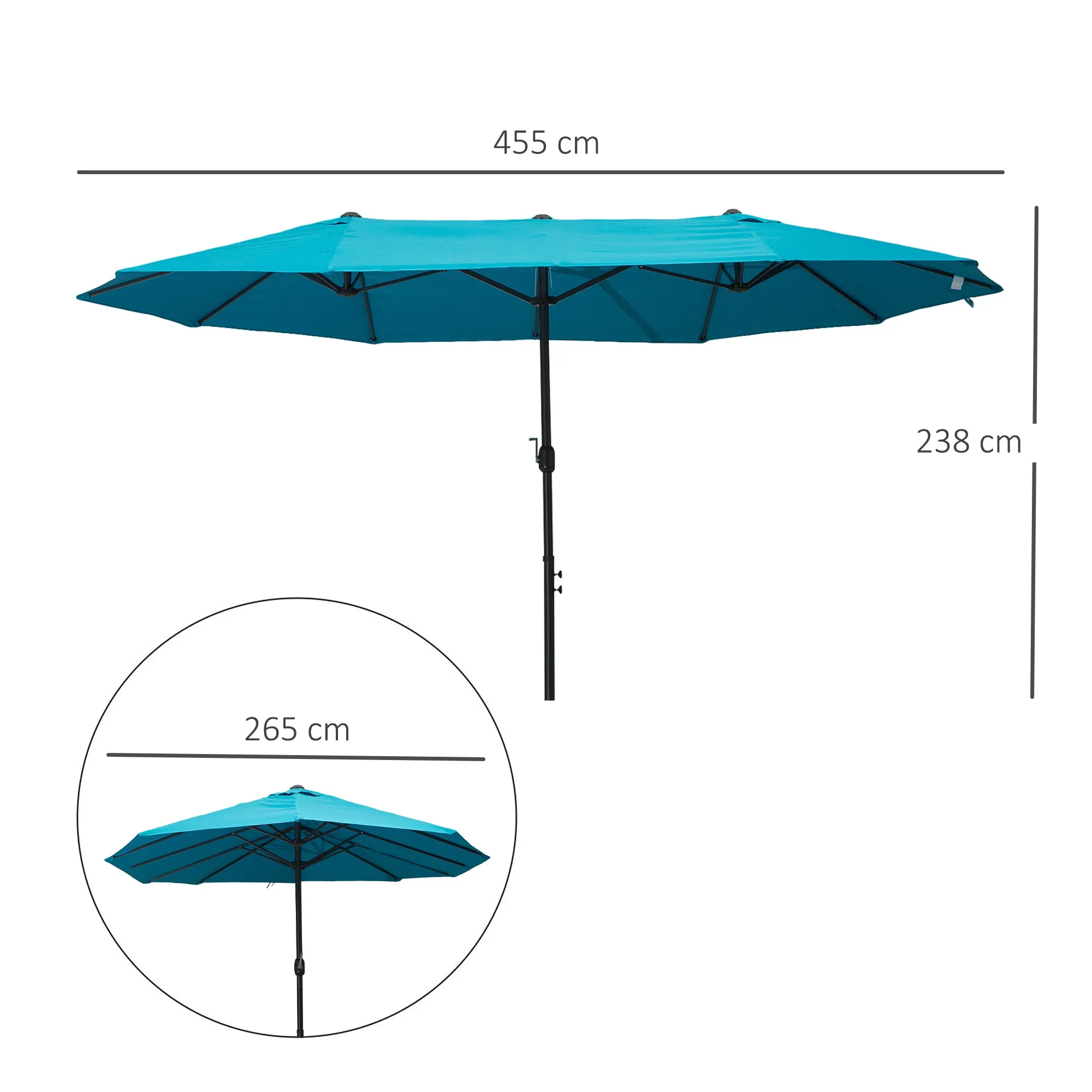 4.6m Double-Sided Patio Parasol Sun Umbrella-Blue