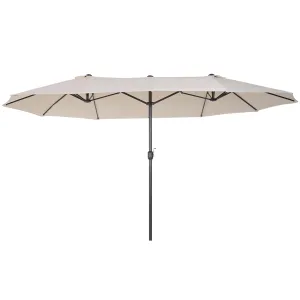 4.6m Garden Parasol Double-Sided Sun Umbrella Patio Market Shelter Canopy Shade Outdoor Beige - NO BASE