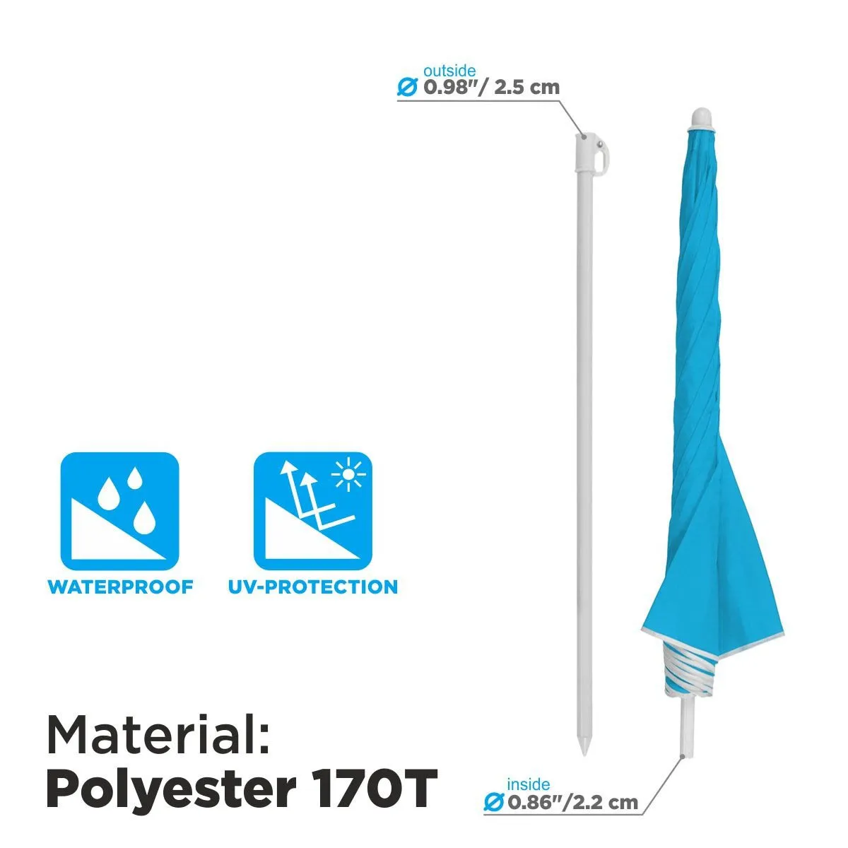 5 ft Sky Blue Folding Tilting Beach Umbrella with Carry Bag