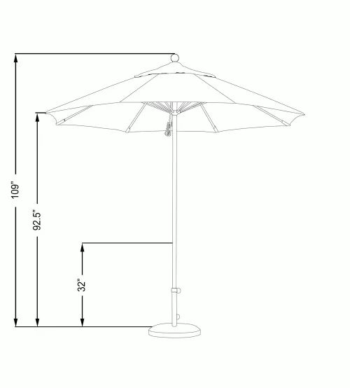 9' Round All Fiberglass Umbrella