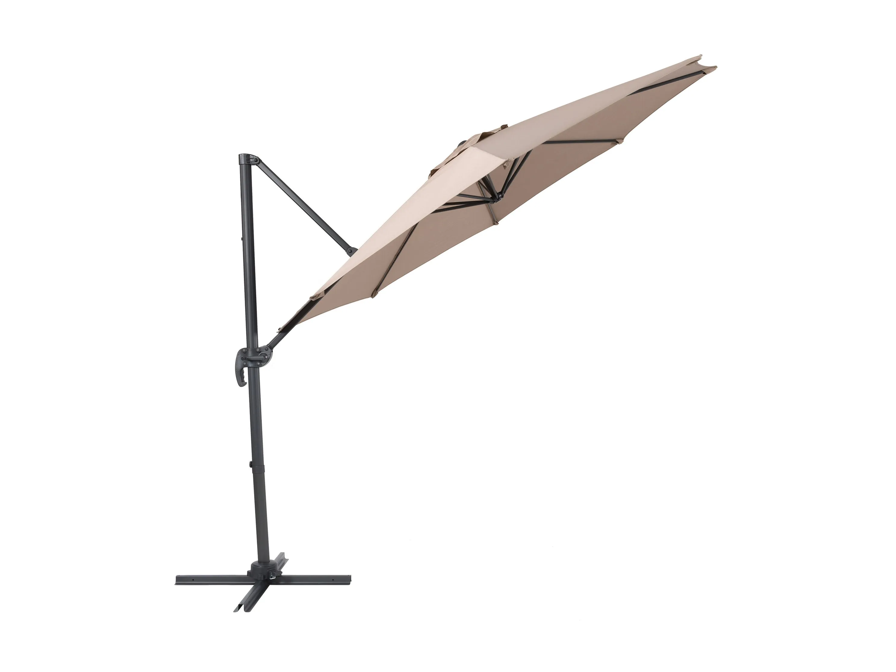 9.5ft Offset Patio Umbrella, 360 Degree - Taupe