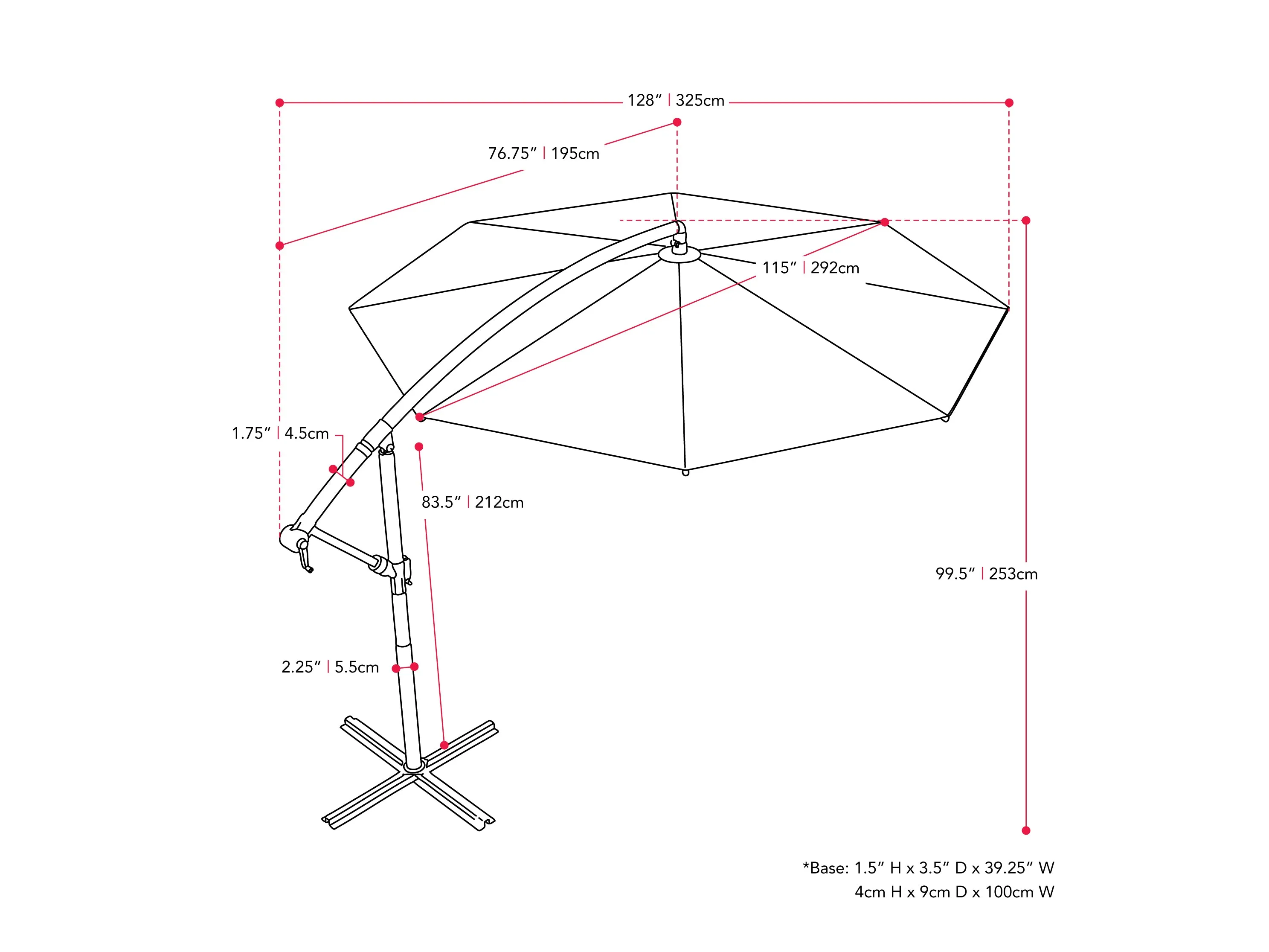 9.5ft Tilting Offset Patio Umbrella - Grey