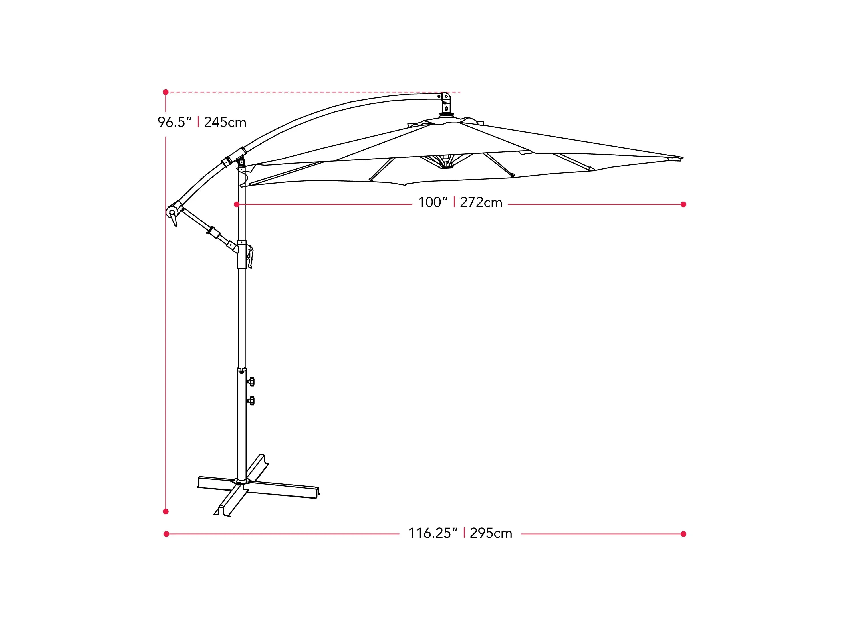 9ft Black Cantilever Umbrella