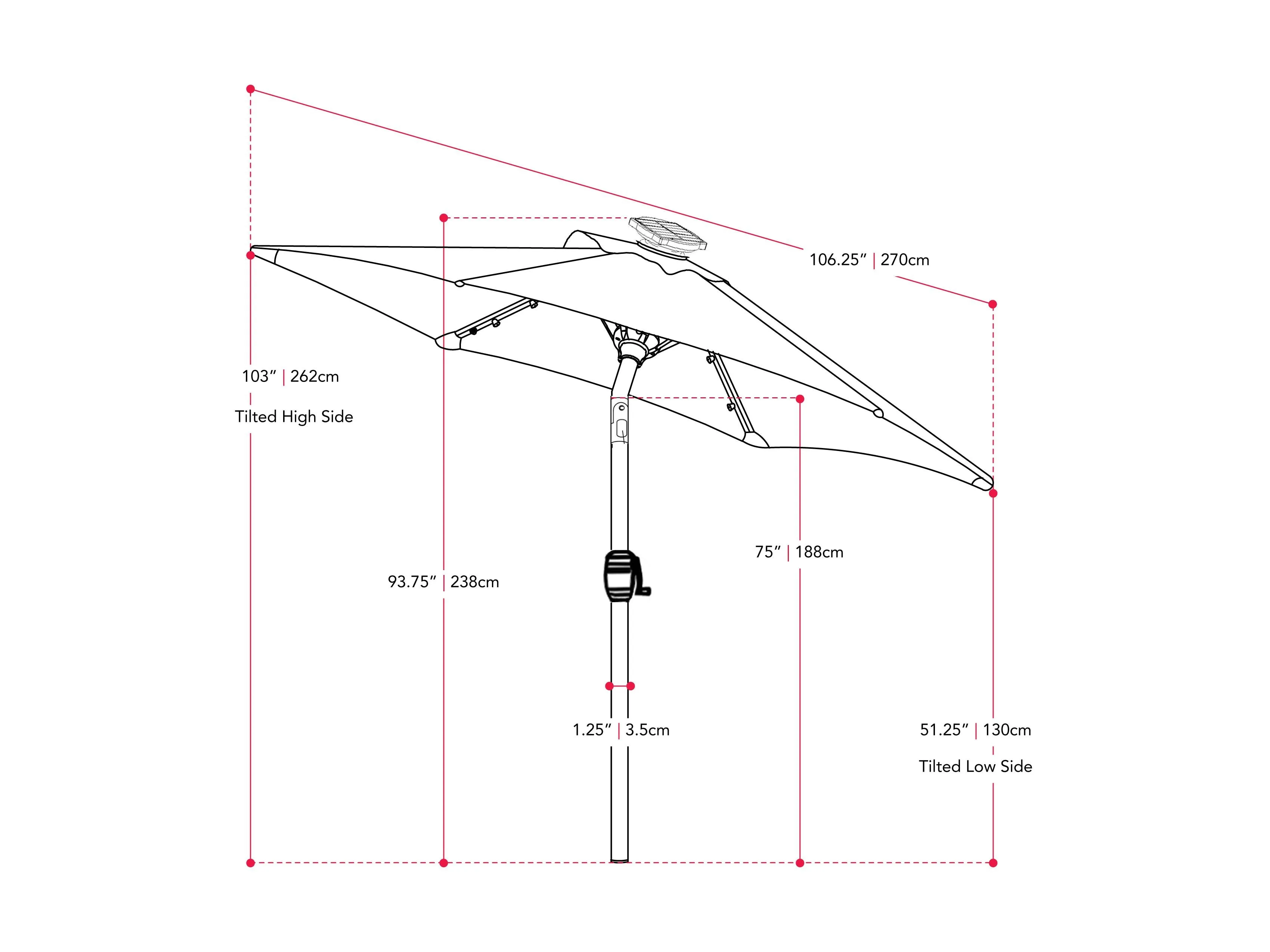 9ft Burgundy Patio Umbrella with Lights