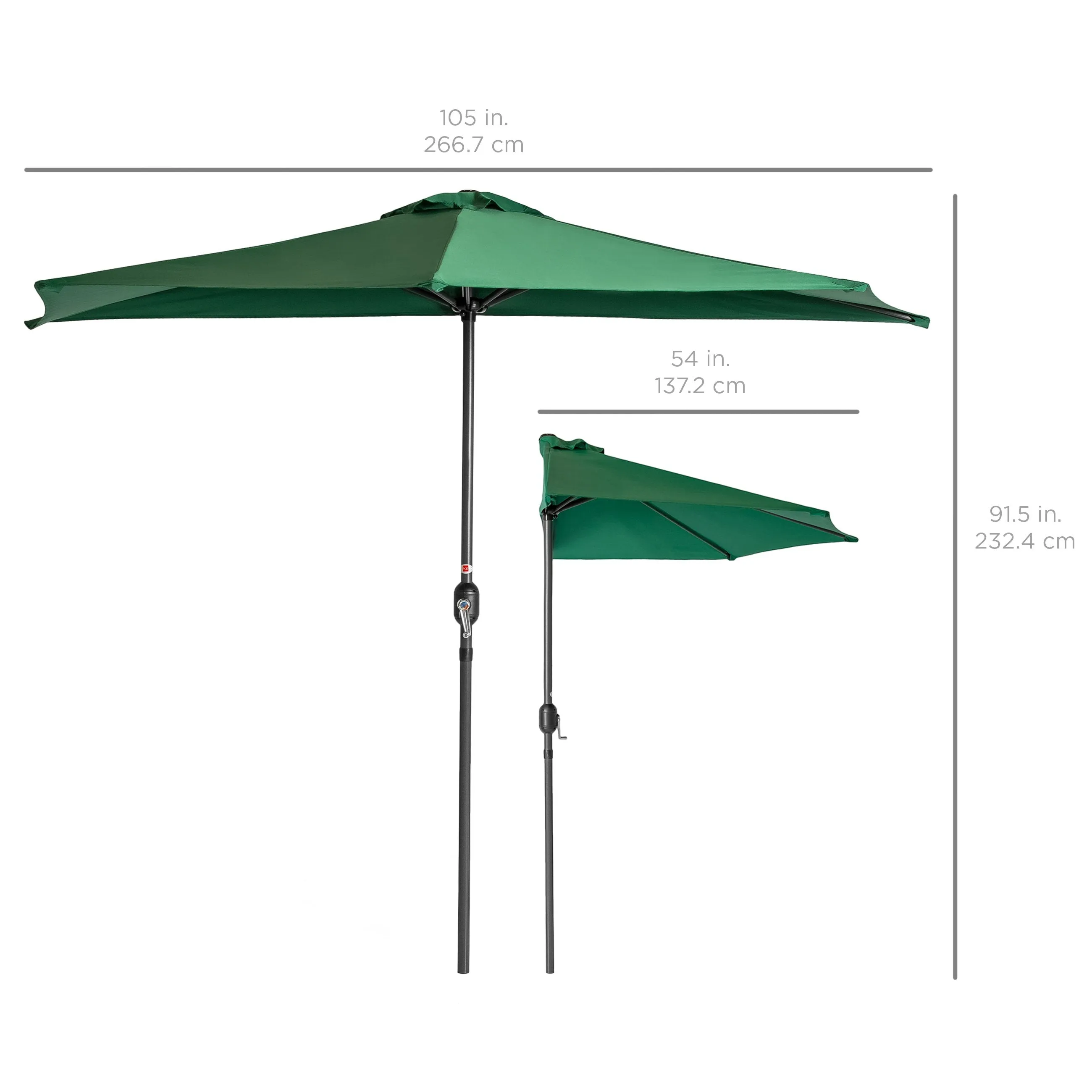 9ft Half Patio Umbrella w/ Crank