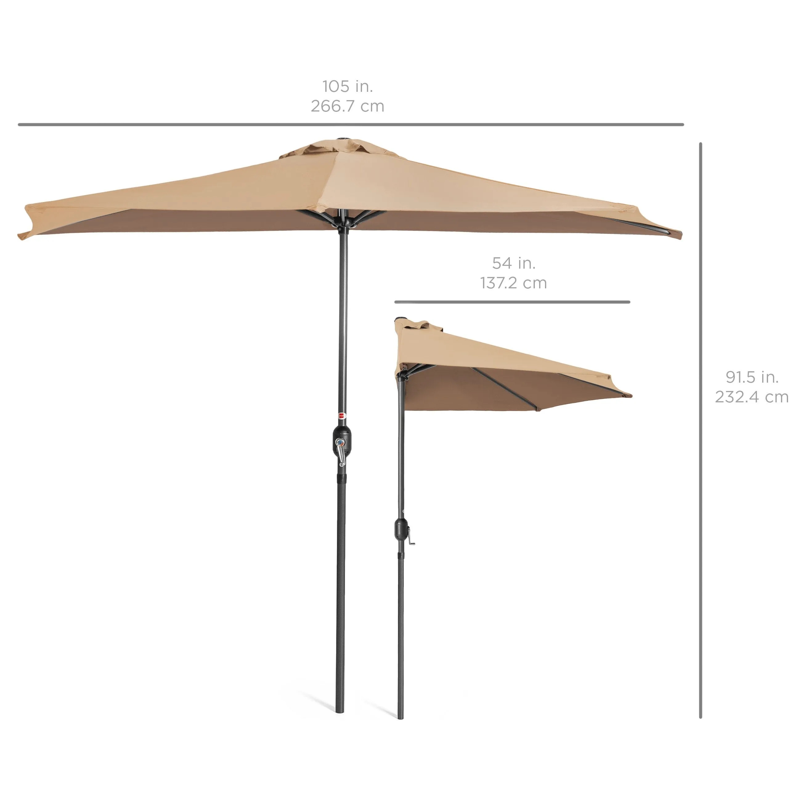 9ft Half Patio Umbrella w/ Crank