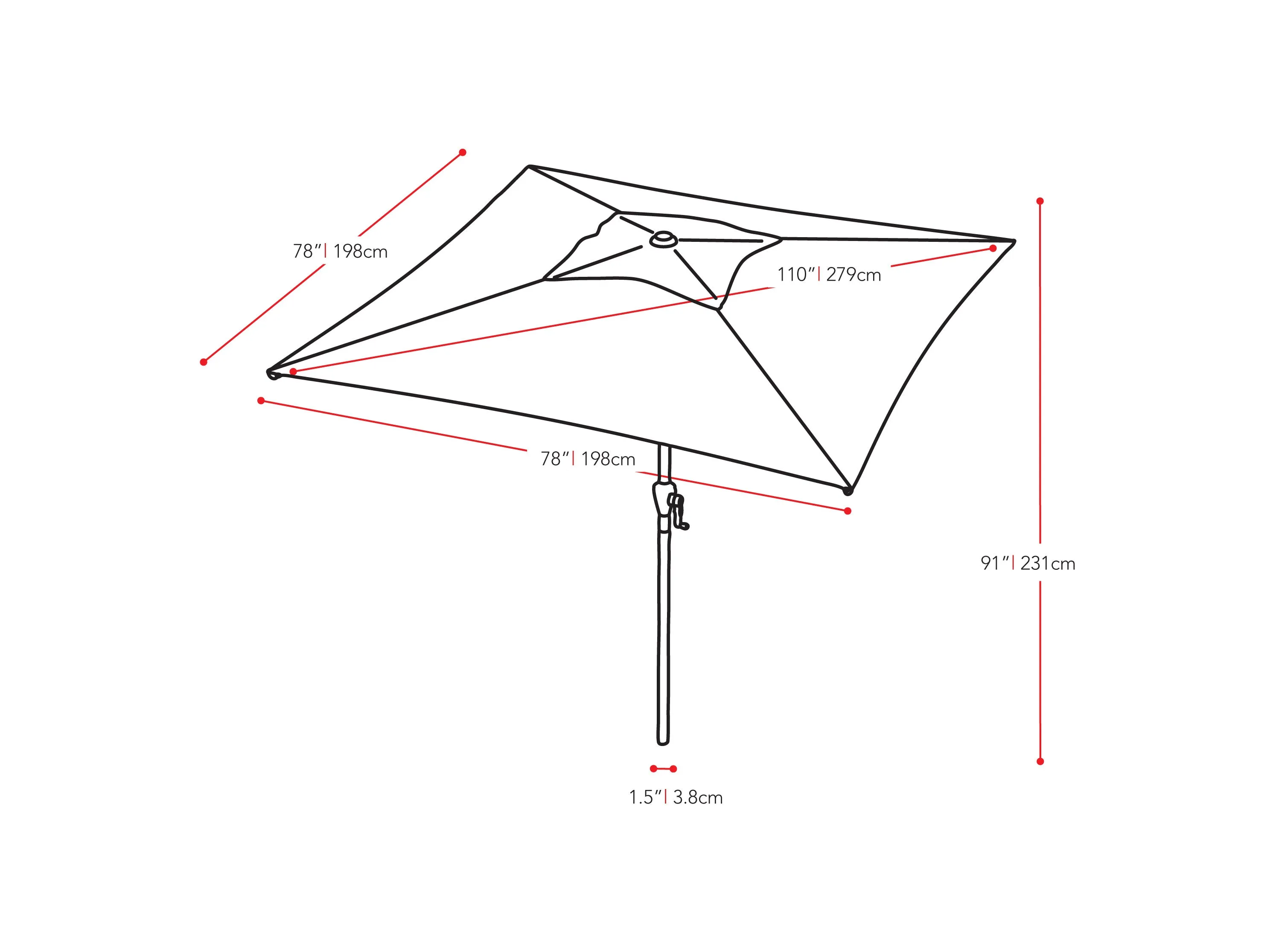 9ft Square Turquoise Patio Umbrella