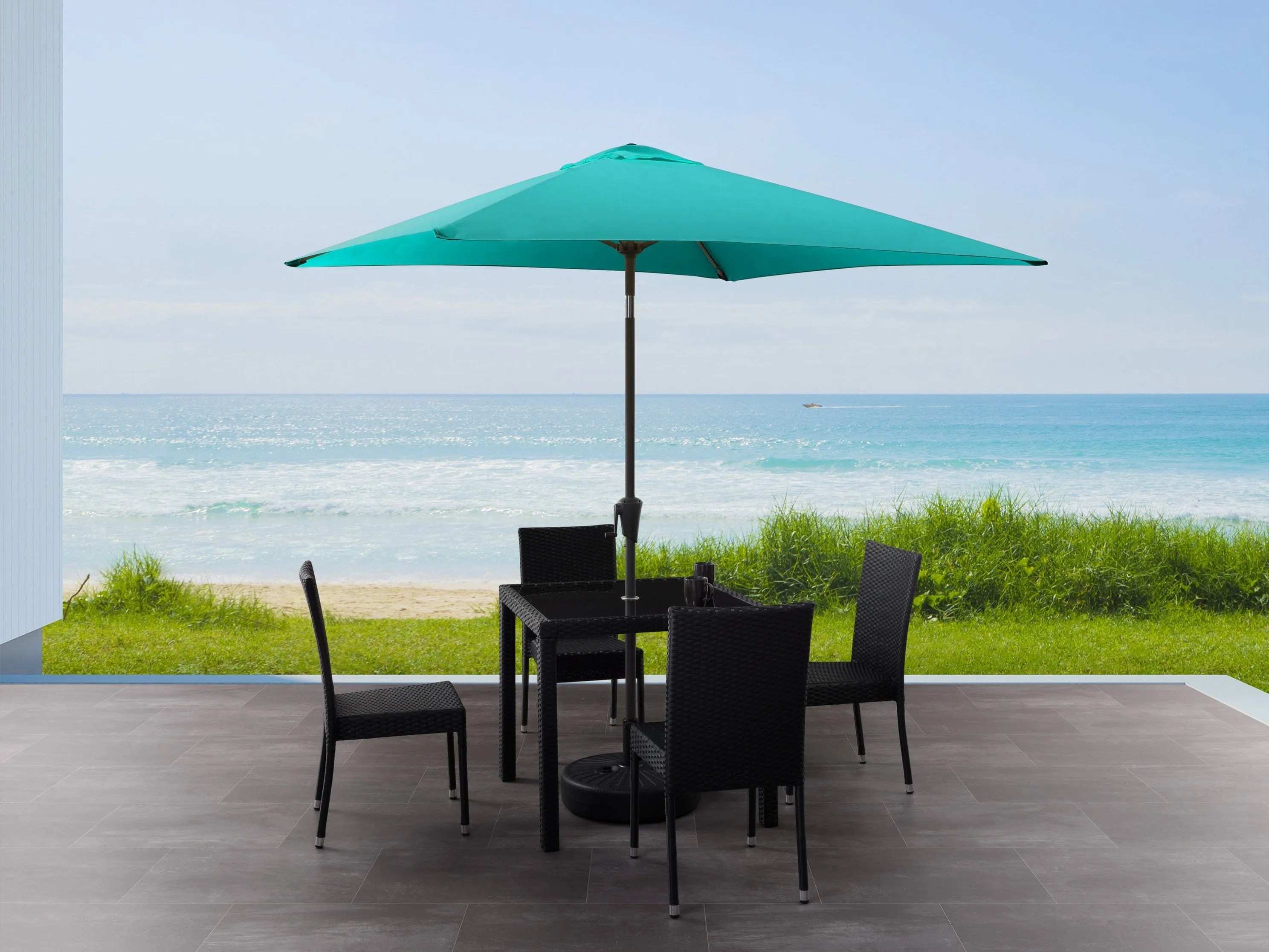 9ft Square Turquoise Patio Umbrella