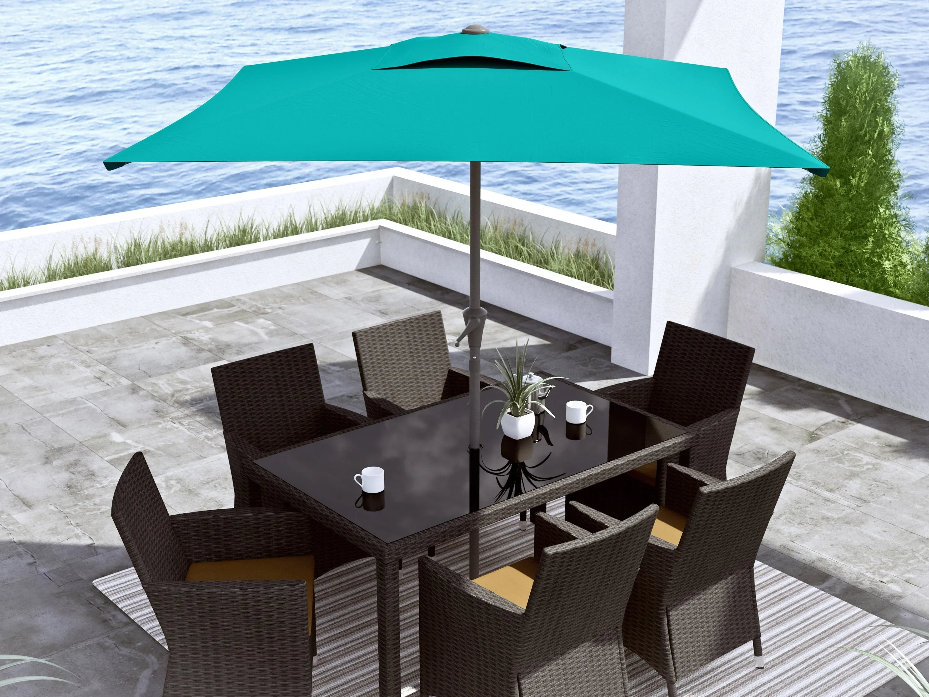 9ft Square Turquoise Patio Umbrella