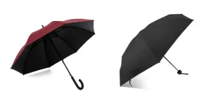 ABSORBIA Straight Umbrella Wine Red & 5X Folding Umbrella Black For Rain & Sun Protection and also windproof | Double Layer Folding Portable Umbrella with Cover |Fancy and Easy to Travel…