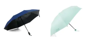 ABSORBIA Unisex 3X Folding Umbrella Navy Blue and 5X Folding Umbrella Light Green(Pack of 2), For Rain & Sun Protection and also windproof | Double Layer Folding Portable Umbrella with Cover