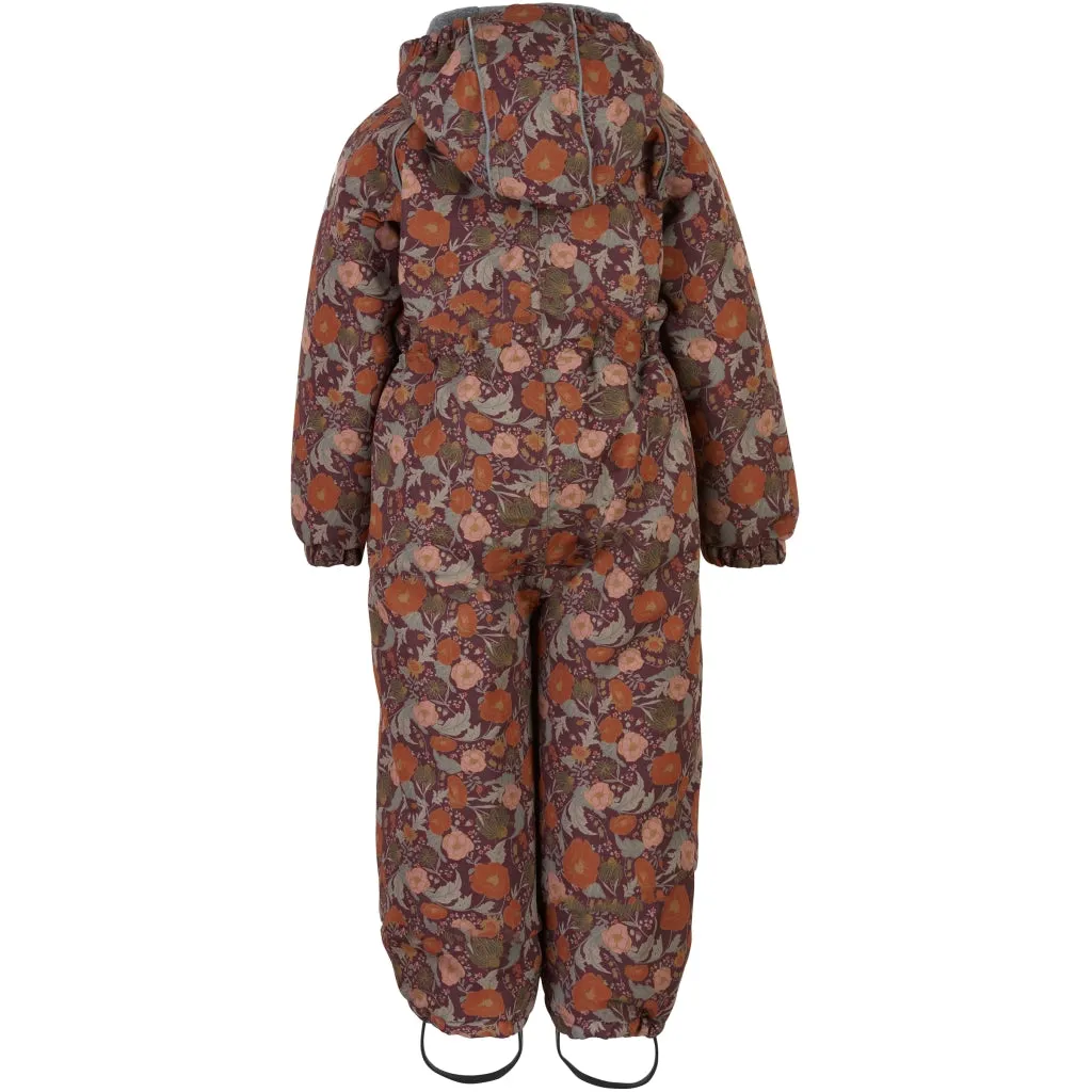 Baby Polyester Snowsuit Floral AOP - Decadent Chocolate