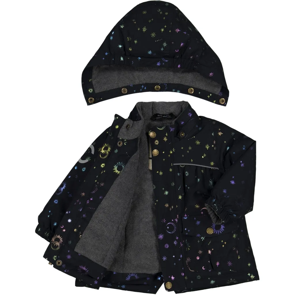 Baby Winter Jacket Polyester & Glitter AOP - Dark Navy