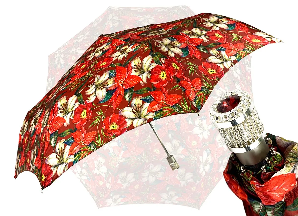 Beautiful Folding Umbrella With Flowers Pattern