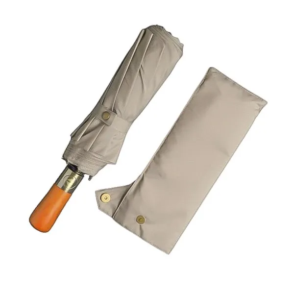 Beige Automatic Windproof Folding Umbrella