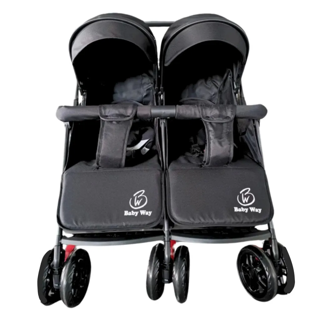 Black 2-Way Folding Compact Double / Twin Stroller   Rain Cover