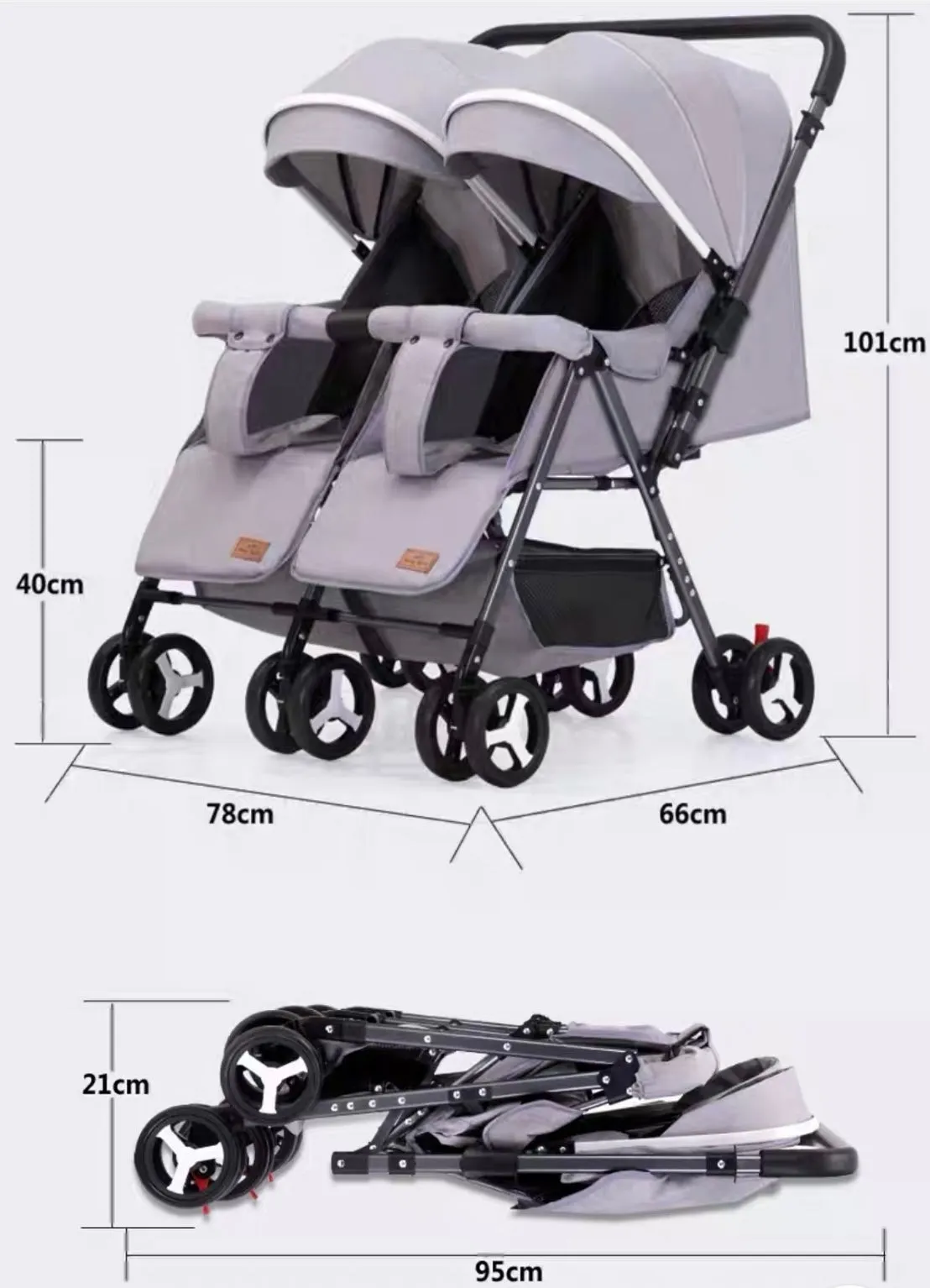 Black 2-Way Folding Compact Double / Twin Stroller   Rain Cover