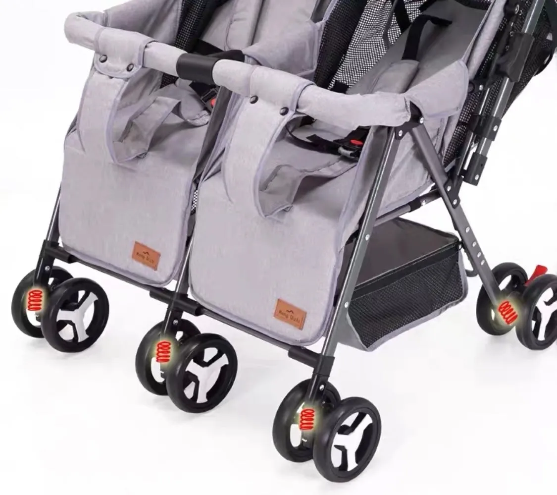 Black 2-Way Folding Compact Double / Twin Stroller   Rain Cover