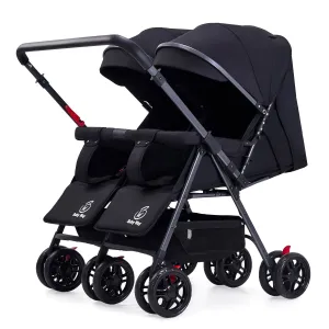 Black 2-Way Folding Compact Double / Twin Stroller   Rain Cover