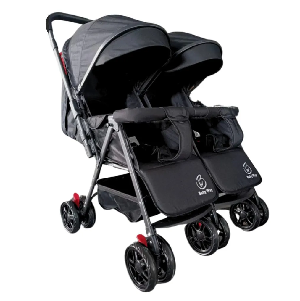 Black 2-Way Folding Compact Double / Twin Stroller   Rain Cover