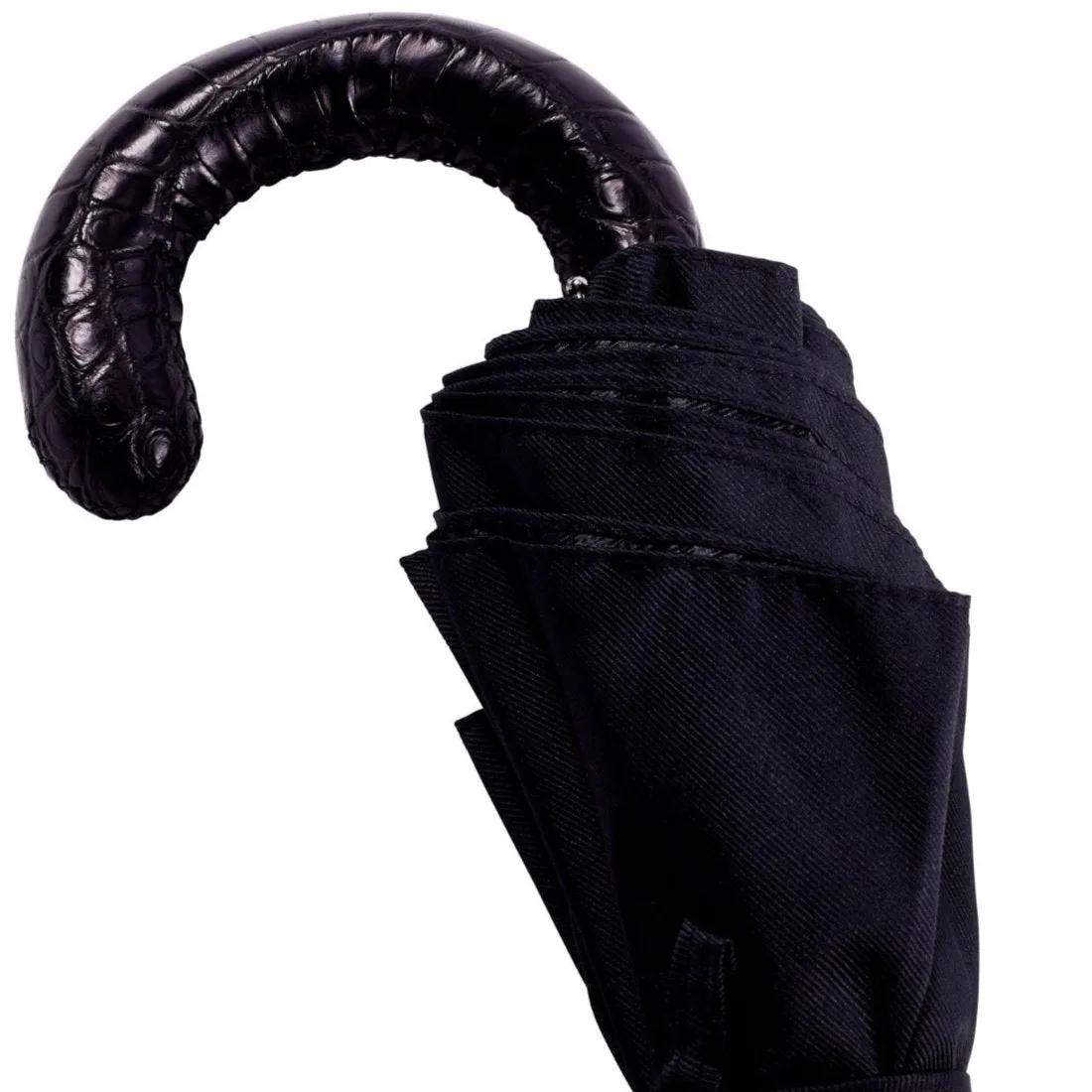 Black Alligator Travel Umbrella with Black Canopy