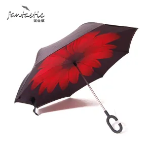 Camellia Nubrella Hands Free Hands-Free Umbrella  C Shape Handle Inverted Reverse Umbrella chinese umbrella male/woman umbrella