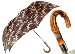 Camouflage Umbrella Folding With Bamboo Handle