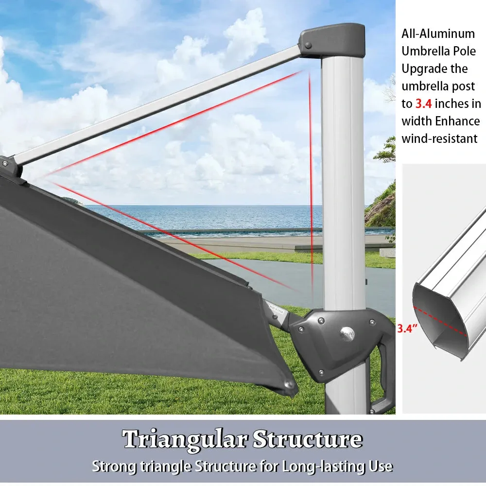 Cantilever Umbrella with Solar Lights - Square