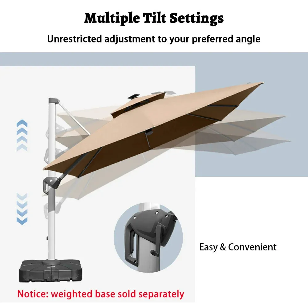 Cantilever Umbrella with Solar Lights - Square