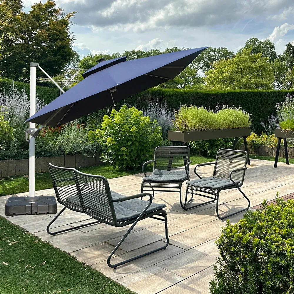 Cantilever Umbrella with Solar Lights - Square