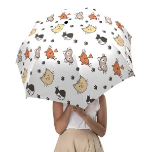 Cute Cat Semi-Automatic Foldable Umbrella