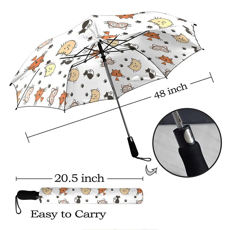 Cute Cat Semi-Automatic Foldable Umbrella