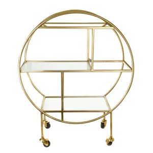 DRINKS TROLLEY Iron Round Matte Gold 80x70x30cm